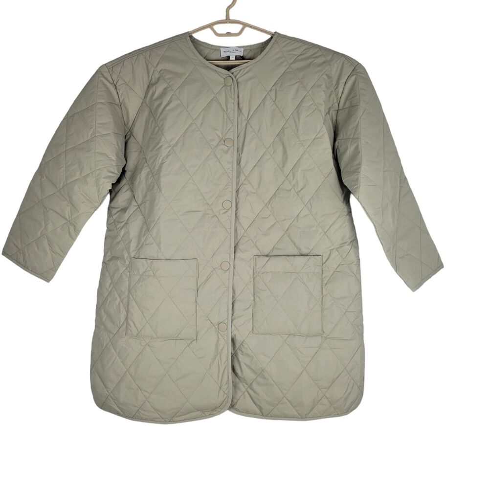 Michael Stars Sonnet Snap Front Quilted Jacket 2X Plus Size Light Olive New $248